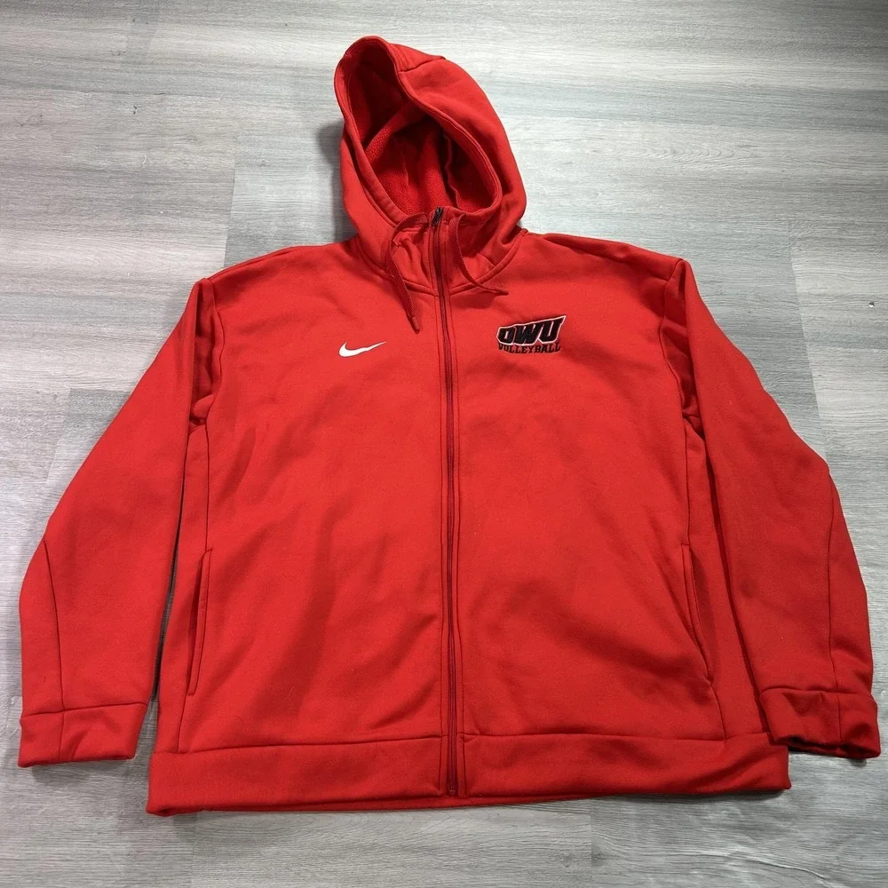 Nike OWU Ohio Wesleyan Volleyball Hoodie Womens Large‎ Red Sweatshirt